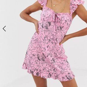 ASOS New Girl Order square neck tea dress in mix zodiac Size UK 10